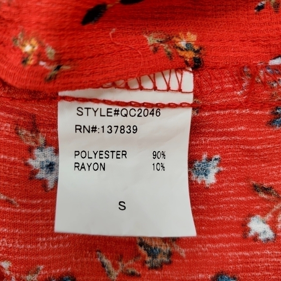 Dreamers Red Floral Tie Front Kimono Style Lightweight Cardigan - Picture 6 of 8